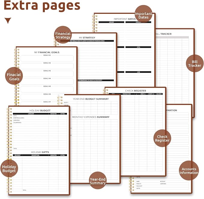 Budget Planner - Monthly Budget Book with Expense Tracker Notebook, Undated Bill Organizer & Finance Planner to Take Control of Your Money, Account Book to Manage Your Finances-Rust Brown