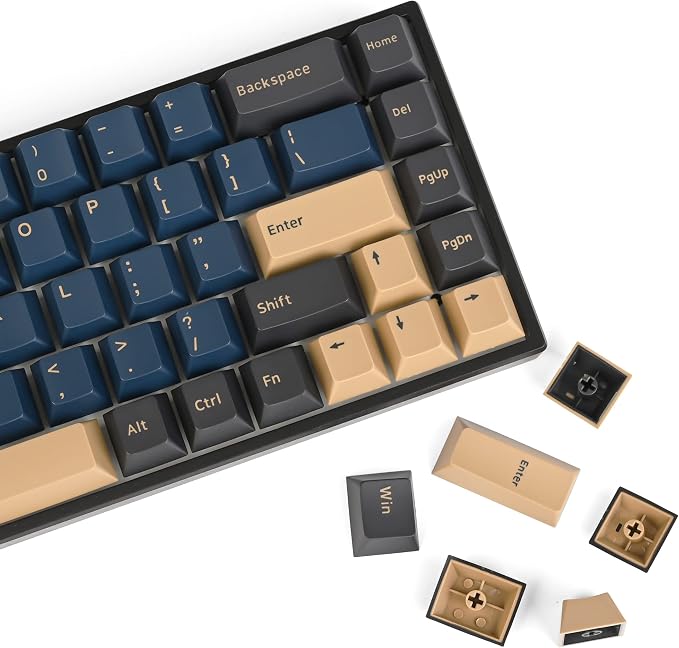 Guffercty kred XDA Profile Minimalist White Keycaps 75 Percent Dye-sub PBT Keyboard Caps with ISO Keys for MAC 60% 65% 75% 96% Mechanical Keyboard (Minimalist-A Japanese) (Blue Samurai)