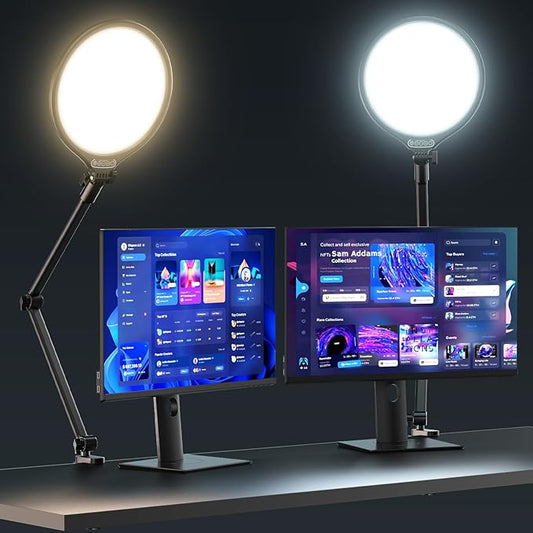 UBeesize 10" Key Light for Streaming, Desk Ring Light with Adjustable Arm, Zoom Lighting for Home Office, Gaming, Podcast, Video Calls, and Recording