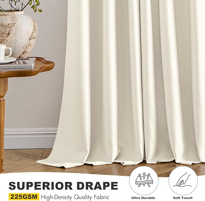 MIULEE Blackout Curtains for Bedroom Living Room 2 Panels, Thermal Insulated Room Darkening Drapes Grommet Noise Reducing Light Blocking Window Treatments 84 Inches Long 40x84 Inch Birch