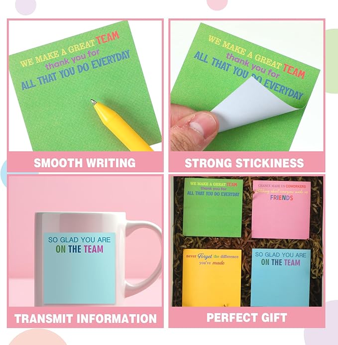Yinder 24 Pcs Inspirational Sticky Notes Thank You Gift Motivational Sticky Note Pad Employee Appreciation Gift Bulk for Staff Coworker Teacher Nurse Office Groups 3 x 3'' (Thank You,Bright)