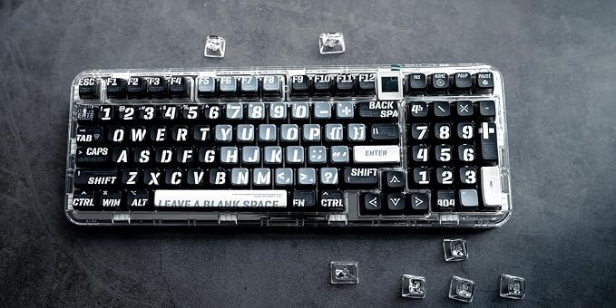 PBT Pudding Keycaps, Theme, 118 Keys Sublimation Keycap Set, ASA Profile Custom Keycaps for Cherry Gateron MX Switch Mechanical Keyboard (Gradient Cyan) (Black ash)