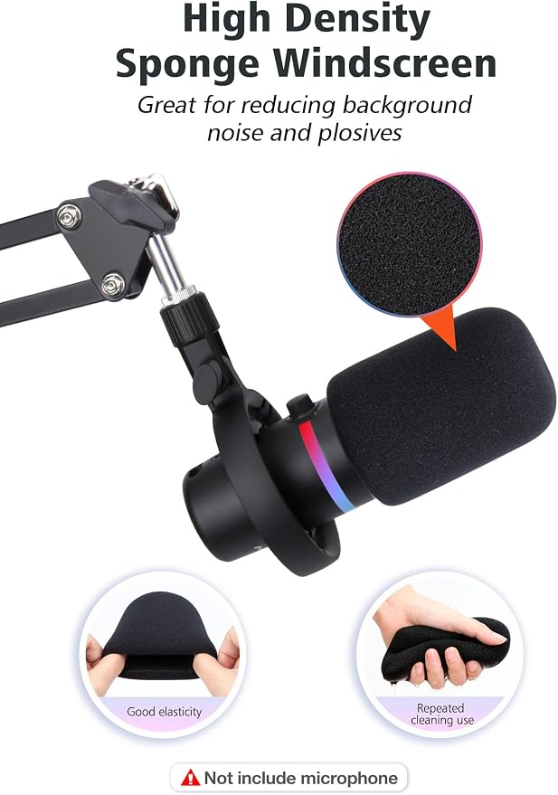SUNMON HyperX DuoCast Pop Filter Compatible with HyperX Duo Cast Microphone, Mic Windscreen Pop Filter Reduce Noise and Plosives, DuoCast Mic Cover Foam By SUNMON