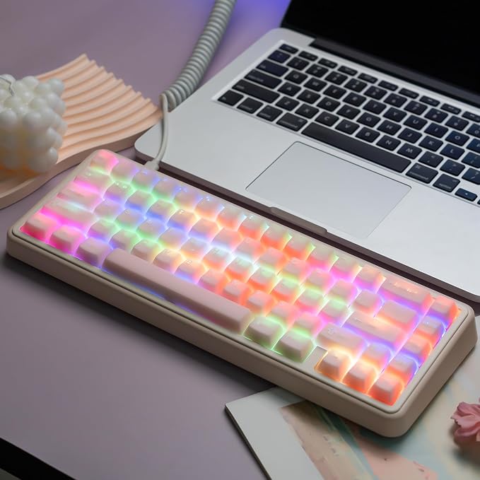 dagaladoo Pink Jade keycaps,Double Shot PBT keycaps Crystal Set,Ceramic Custom Keycap Translucent,Cherry Profile Key caps for 60%/65%/75%/TKL/96%/100% US Layout Mechanical Keyboard(121keys)