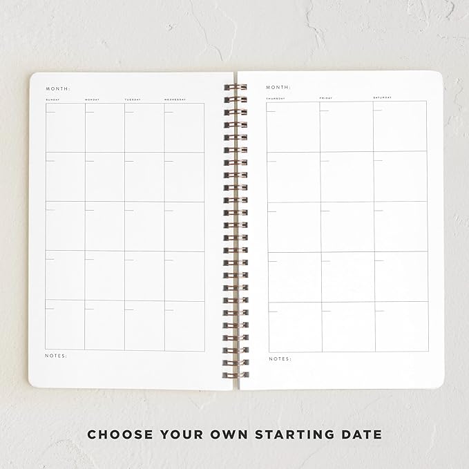 Minted Limoncello 2026 Weekly & Monthly Undated Planner, 5.5" x 8.5" Lemon Vine Spiral Bound Planner Notebook, 132 Pages, Undated Monthly & Weekly Layouts with 2026–2027 Reference Calendars
