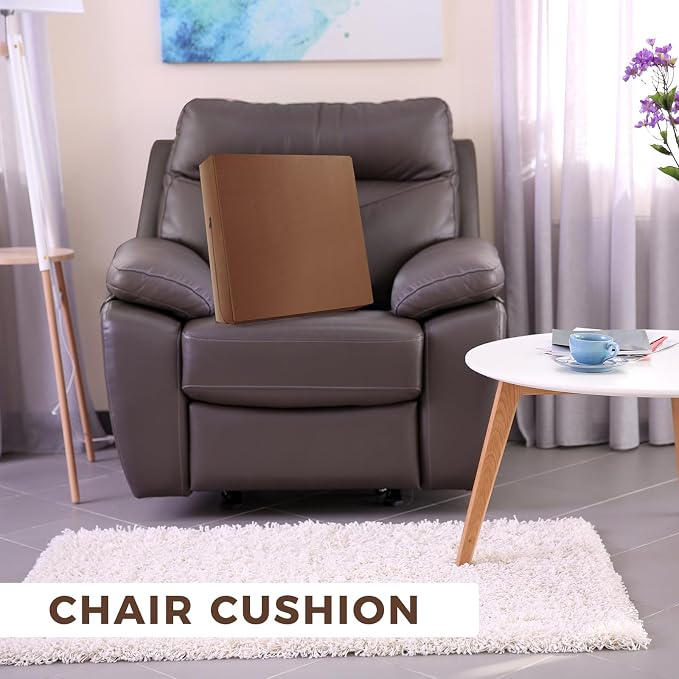 Menkxi Recliner Cushions for Elderly, Thicken Memory Foam Seat Cushion, Square Chair Cushions Non Slip Pads for Recliners, Armchairs, Relief and Comfort (Brown, 22 x 22 x 5 Inch)