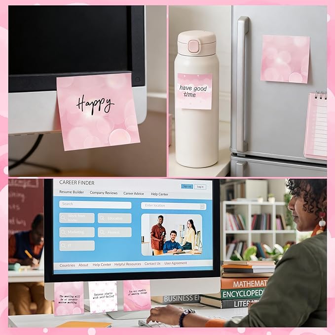 Aesthetic Sticky Notes Gifts, 9 Pack Pink Aesthetic Notepads 3x3 Inch Gifts for Coworkers Students, Pastel Memo Pads Office School Supplies for Men Women (450 Sheets)