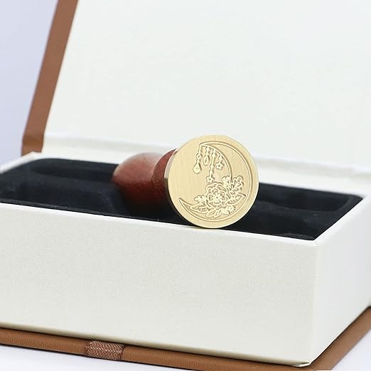 SWANGSA Wax Seal Stamp Set, Vintage 6 Pieces Moon Series Sealing Stamp Heads and 1 Wooden Handle Wax Seal Kit