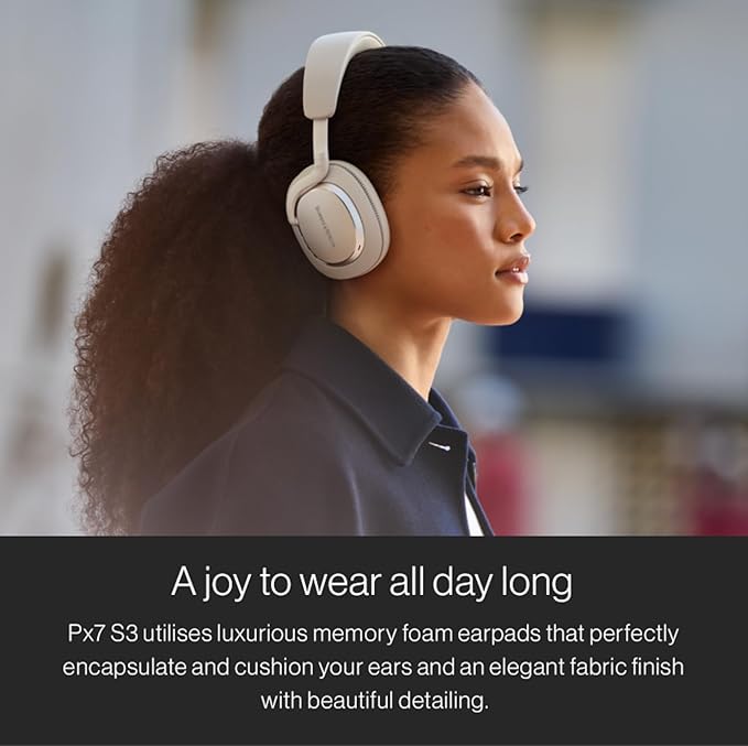 Bowers & Wilkins Px7 S3 Wireless Headphones Over Ear Noise Cancelling, Active Noise Cancelling & Transparency Mode, Hi-Res Sound, Bluetooth, 30-Hr Playtime, Quick Charge, Indigo Blue
