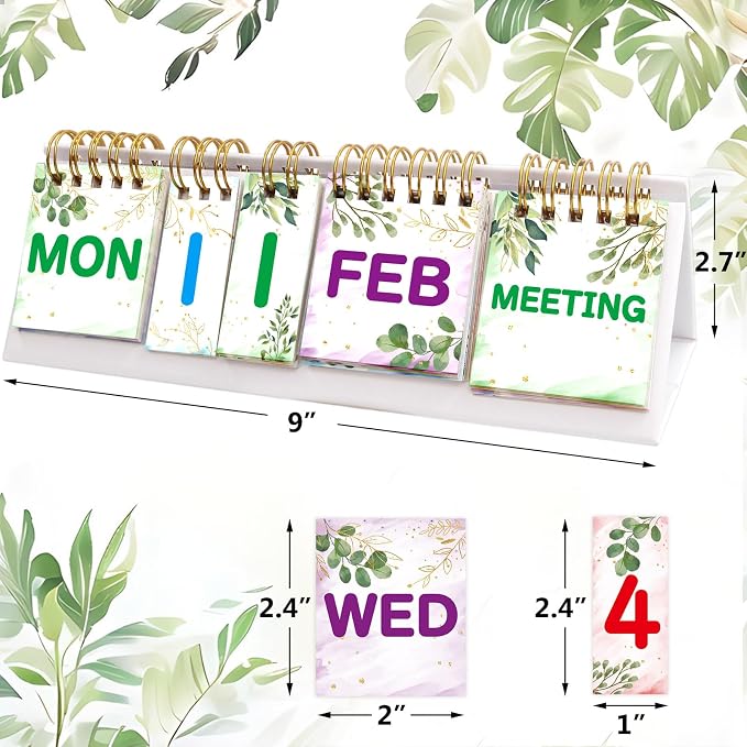 Fancy Land Perpetual Calendar Flip Desktop Boho Calendar with Day Date Month and Note for Office Plan Schedule Classroom Supply Home Kitchen Decor 8 x 2.7 Inches