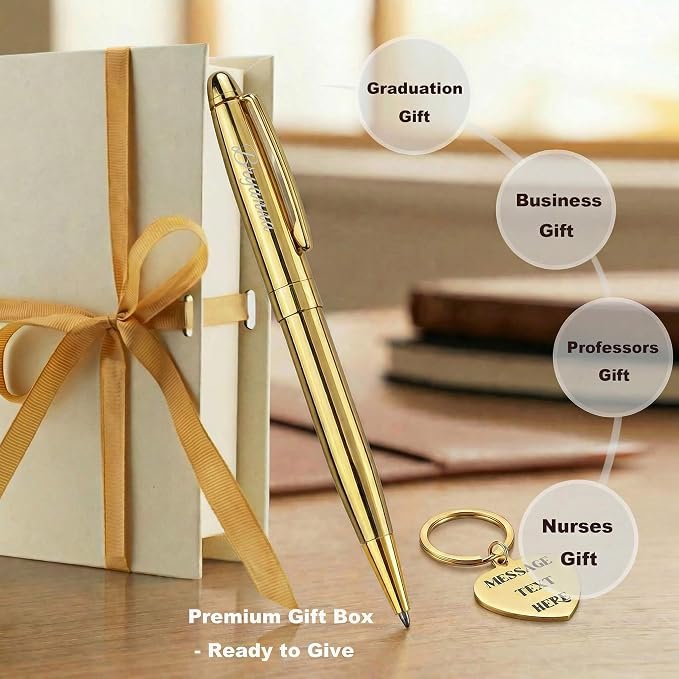 Yastar Personalized Ballpoint Pen a Custom Keychain Luxury Writing Set-Stainless Steel Fancy pens Custom with Your Name or Message, Nice Gift for Friends/Teacher/Manager/Lawyer/Professor