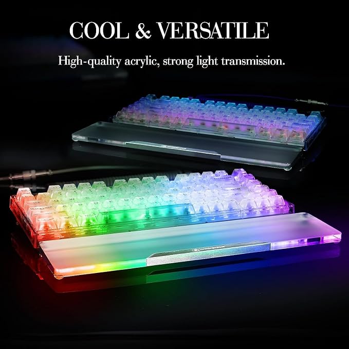 Acrylic Keyboard Wrist Rest -80% TKL Mechanical Keyboard- CNC Aluminum Alloy Customized Logo Desk Wrist Support for Computer Keyboard,Anti-Slip Base,Wrist Pad for Office & Home,Silver