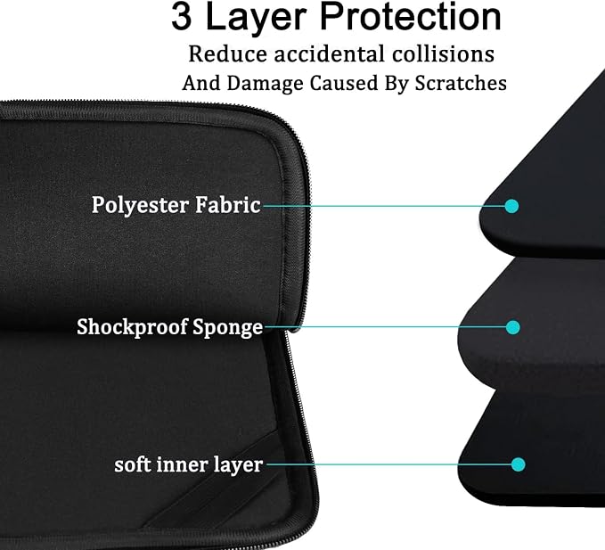 Laptop Sleeve 15 inch, Shockproof Protective Computer Carrying Cover with Front Pocket, Briefcase Laptop Sleeve Bag for 15 inch New MacBook Air, MacBook Pro, HP, Dell, Asus, Black