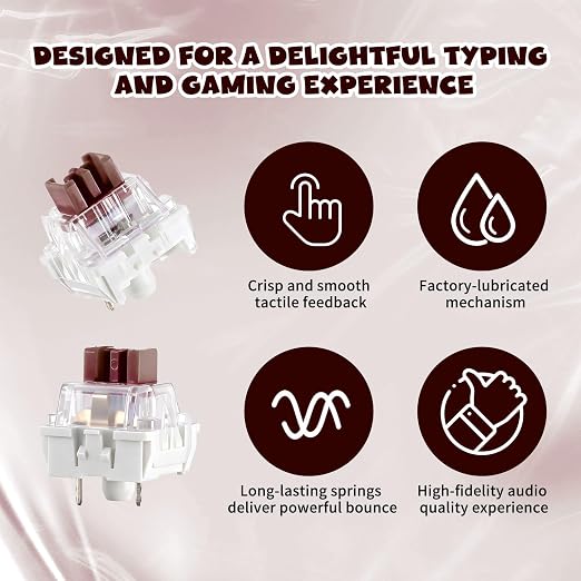 Mechanical Keyboard Switches, 50 Pcs 3 PIN Brown Keyboard Clickers Replacement Dustproof Clicky Switches for Most Mechanical Gaming Keyboards