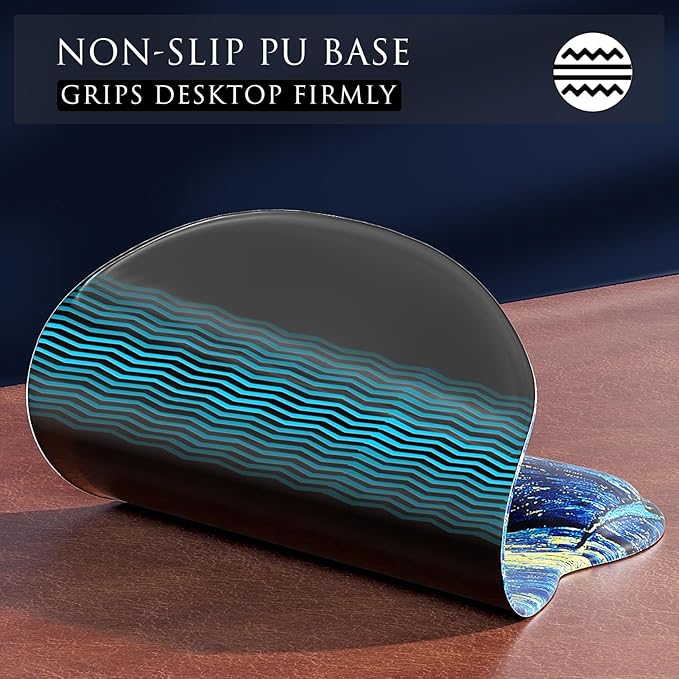 MROCO Ergonomic Mouse Pad with Gel Wrist Rest, Smooth Wrist Support Surface, Non-Slip PU Base for Pain Relief, Comfortable Mousepad for Computer, Laptop, Office & Home, 9.4 x 8.1 in, Starry Night
