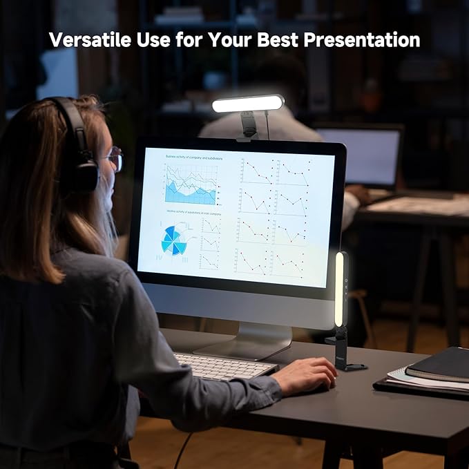 Dual-Lamp Video Conference Lighting Kit, Webcam Monitor Light with Remote and Touch Control, Zoom Lighting for Computer, Light for Laptop/Podcast/Streaming/Video Calls/Zoom Meetings