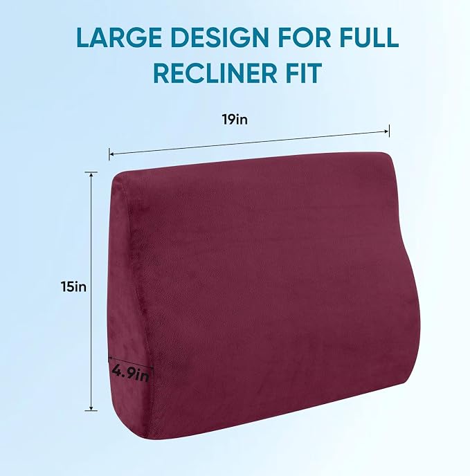 Lumbar Support Pillow for Recliner, Ergonomic Back Support Pillow | Dual-Layer Memory Foam, Soft Velvet Cover, Lower Back Pain Relief, Couch Back Cushions for Recliner, Sofa & Gaming Chair