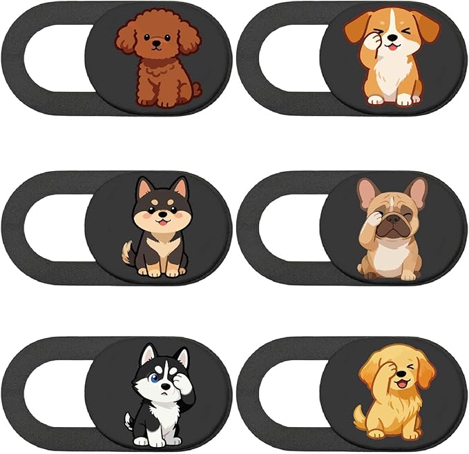 6Pcs 6 Styles Laptop Camera Cover Slide Dog 0.04 Inch Ultra Thin Webcam Cover Cute Privacy Guard Webcam Protector for Desktop Computer Tablet Phone Notebook Mini PC Accessories Office Use
