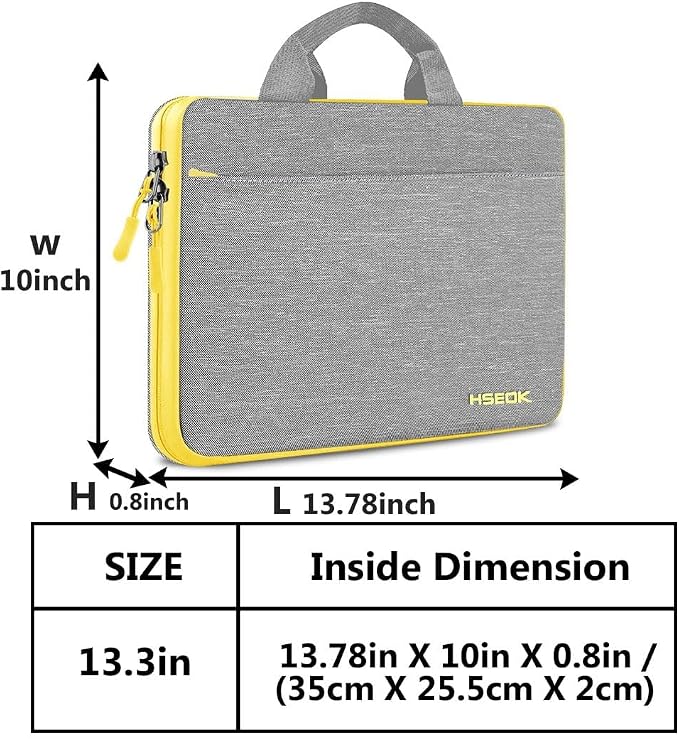 Hseok Laptop Sleeve 13-14 Inch Case Briefcase Compatible with MacBook Neo Pro 14 M5/M4/M3/M2/M1, All Models 13.3 Mac Air/Pro, XPS 13 14, Most Popular 13"-14" Notebooks,L01G01