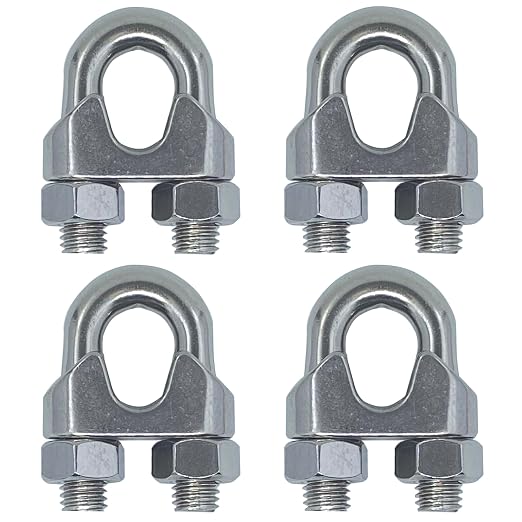 4PCS 1/2 Inches M12 Stainless Steel Wire Rope Clips Cable Clamps | Corrosion resistant,antirust,easy to install,suitable for 3/8" - 1/2" diameter wire rope or cables