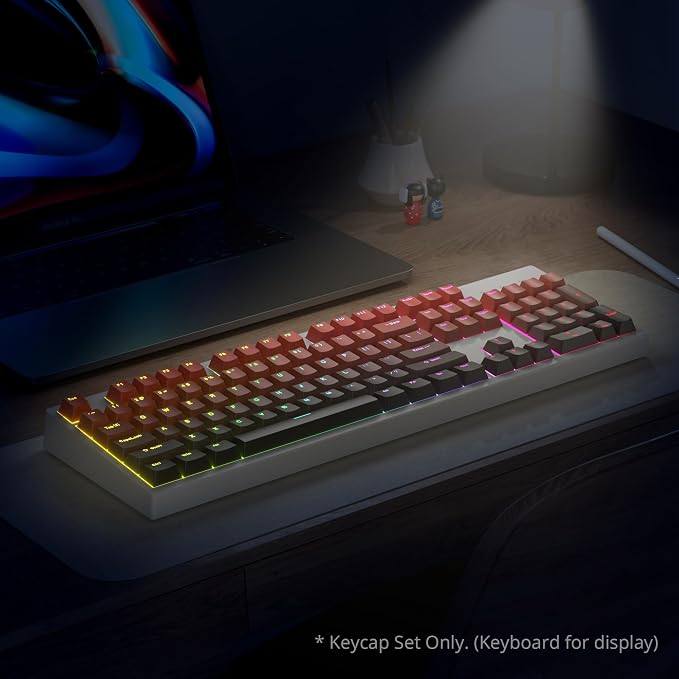 Guffercty kred 135 Key Gradient Red Keyboard Keycap Set Backlit, OEM Profile-PBT Material-Translucent Characters Compatible with MX Switches(Blaze Gradient)