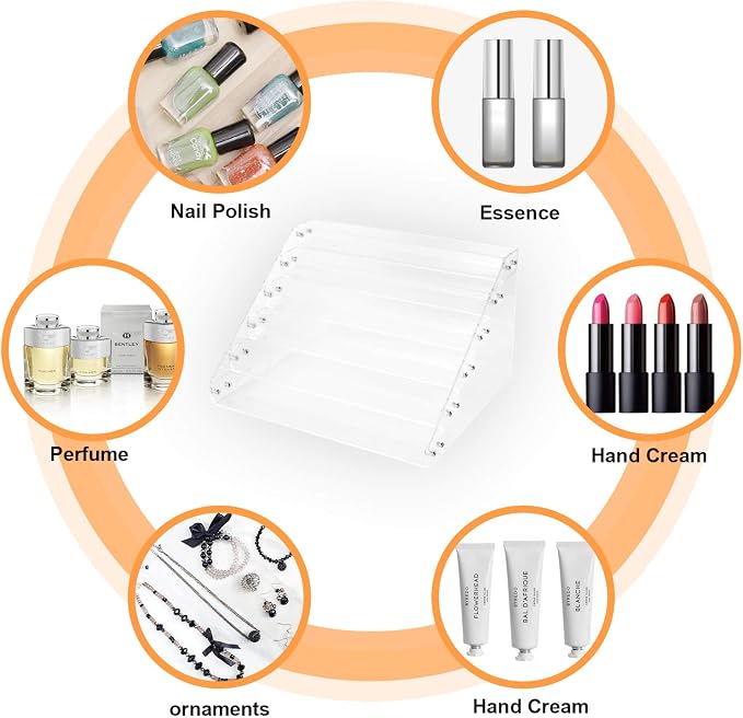 BTremary Clear Nail Polish Paint Organizer Holder Rack Shelf 6 Tier Acrylic Tattoo Ink Essential Oil Display Stand Holds Up to 48-96 Bottles for Table (Fit 1-2oz Bottles)