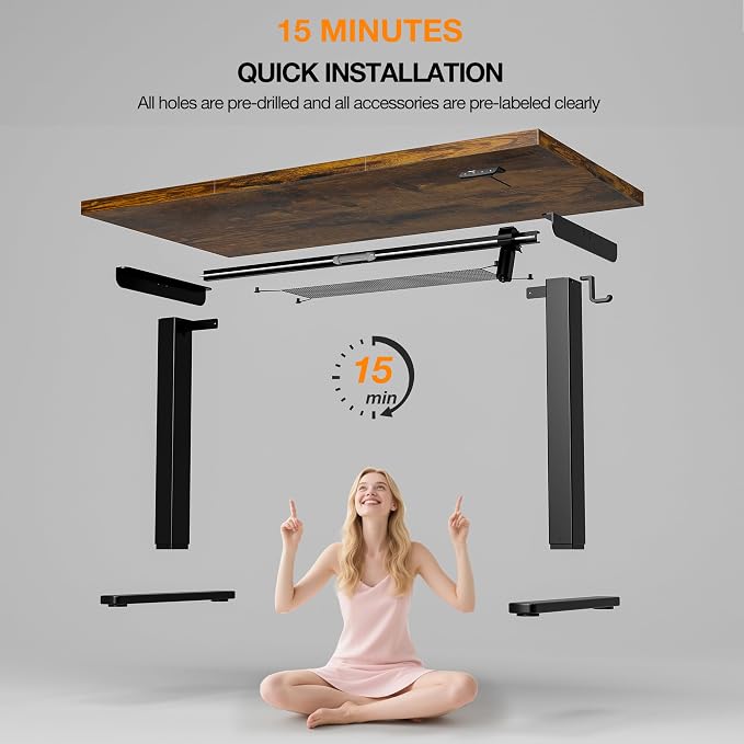 Acrolix Electric Standing Desk, Height Adjustable Home Office Desk with Memory Presets & Cable Management,Rustic Brown Sit Stand Desk for Work from Home, Ergonomic Computer Desk (55" x 24")