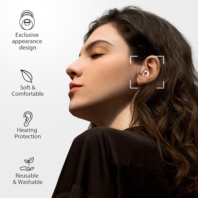 Ear Plugs for Sleeping Noise Reduction, Earplugs for Noise Cancelling with 5 Pair Ear Tips in S/M/L,30-35dB High Fidelity Hearing Protection Ear Plugs for Sleep,Snoring,Focus,Noise Sensitivity