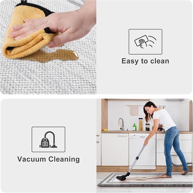 KIMODE Anti Fatigue Kitchen Mat Cushioned, Farmhouse Kitchen Rugs Sets of 2, Non Slip Memory Foam Kitchen Mat for Floor, Standing Desk Mat for Laundry Office Sink 20"x59"+20"x32" Grey