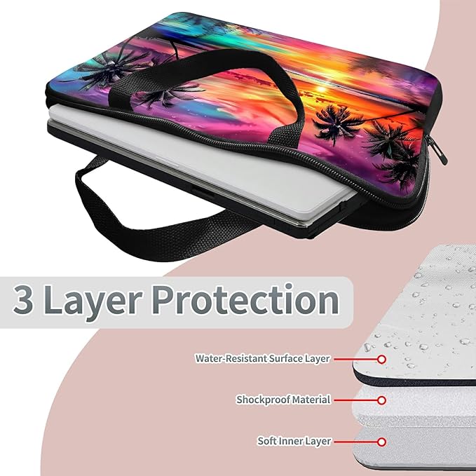 Universal Tablet Laptop Sleeve Case 10 inch, Summer Sunset Colorful Sky Slim Carrying Case Travel Laptop Bag Durable Handbag for 7 to 10-inch Laptops/Notebook/Kids Tablet/ipad/eBook Readers