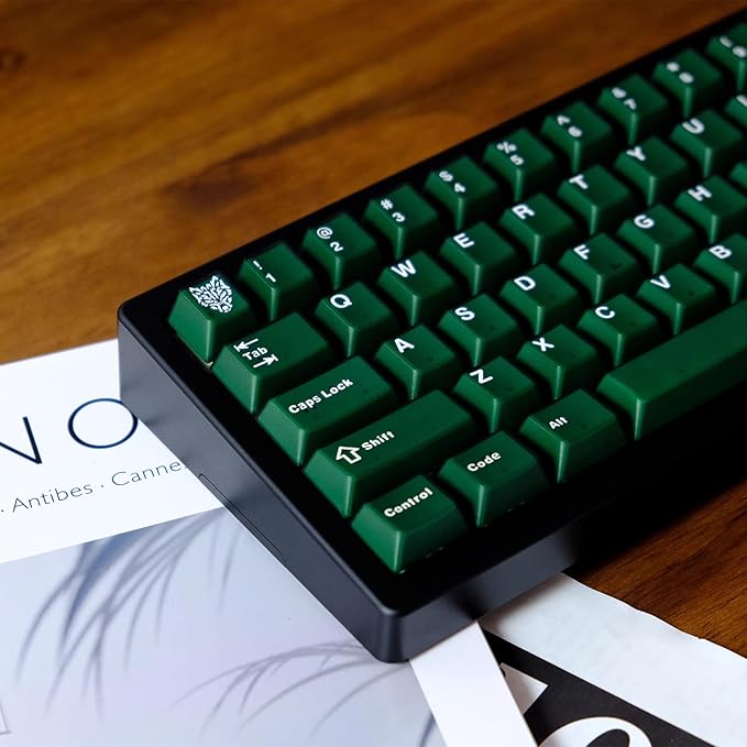 Sumgsn 114 Keys Custom Translucent Double Shot Keycaps Cherry Profile Emeral Green Keycaps Set Fit for Cherry Mx Switches Mechanical Keyboard