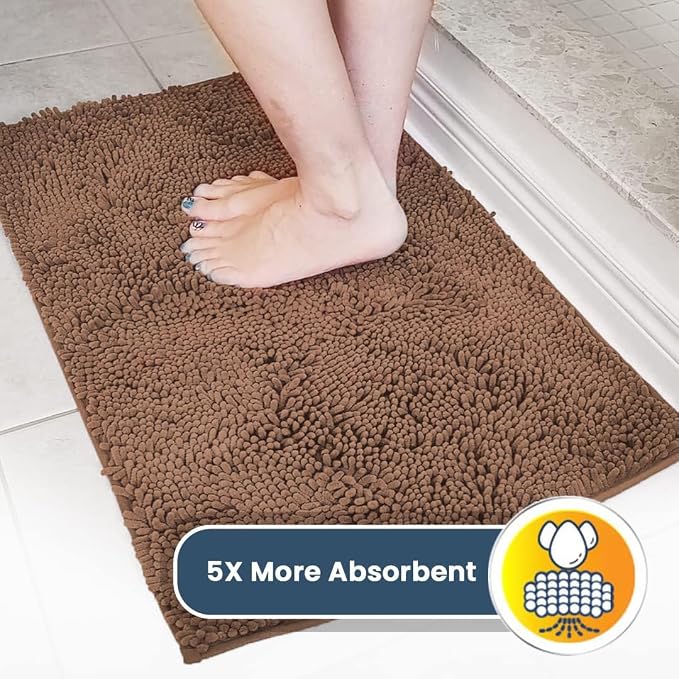 Muddy Mat® | Super Absorbent Door Mat Indoor, Microfiber Quick Dry Chenille Entryway Rug, Non-Slip Front Door Mat, Indoor Mats for Entryway, Machine Washable Pet Rug, Mocha 16" x 24"