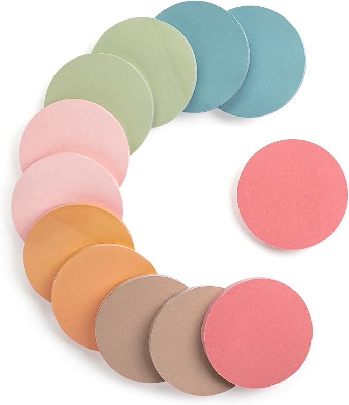 Mr. Pen- Round Sticky Notes, 12 Pads, 720 Sheets, Vintage Color, 2.8" x 2.8" Colorful Sticky Notes Bulk, Stocky Notes for Bible Journaling