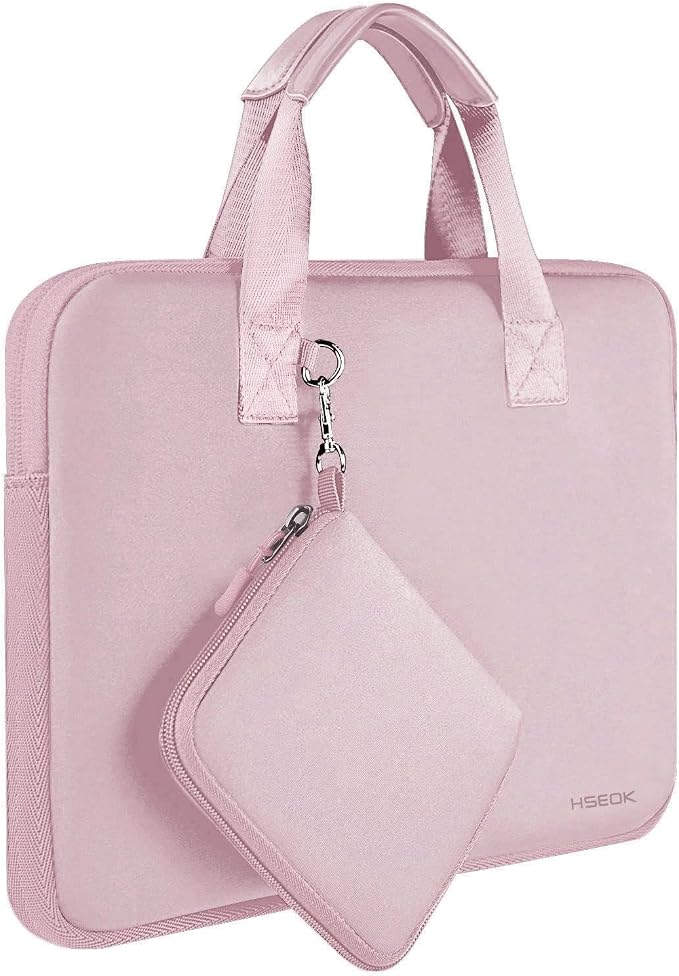 Hseok Laptop Sleeve 13.3-14 inch Case with Small Pouch, Neoprene Computer Bag Compatible with MacBook Neo/Pro 14 M5/M4/M3/M2/M1, Mac Air/Pro 13.3, XPS 14 and Most 13-14 inch Notebooks,Pale Pink