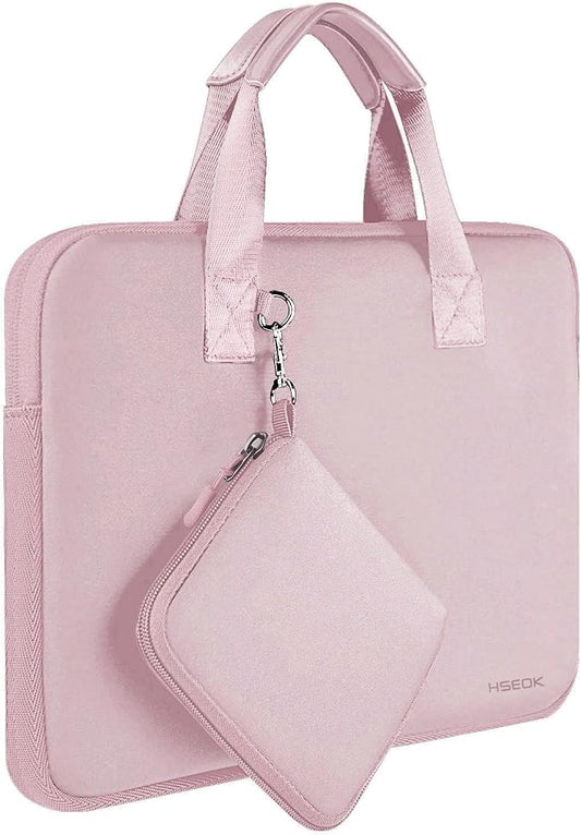Hseok Laptop Sleeve 13.3-14 inch Case with Small Pouch, Neoprene Computer Bag Compatible with MacBook Neo/Pro 14 M5/M4/M3/M2/M1, Mac Air/Pro 13.3, XPS 14 and Most 13-14 inch Notebooks,Pale Pink