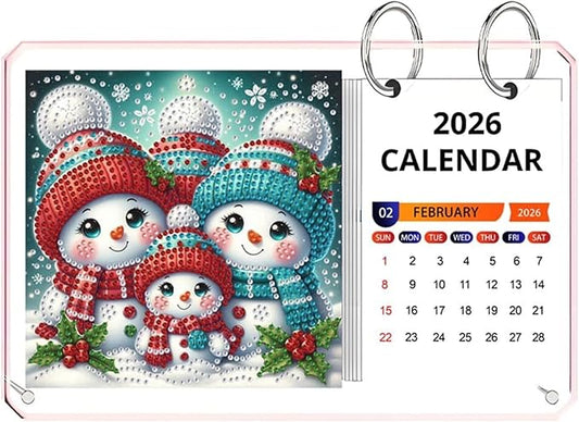 Motivational Desk Calendars Calendar Creative Design Acrylic Diamond Art Painting Monthly Flip Tabletop Calendars AT-A-GLANCE 2026 Wall Calendar(Snowman)