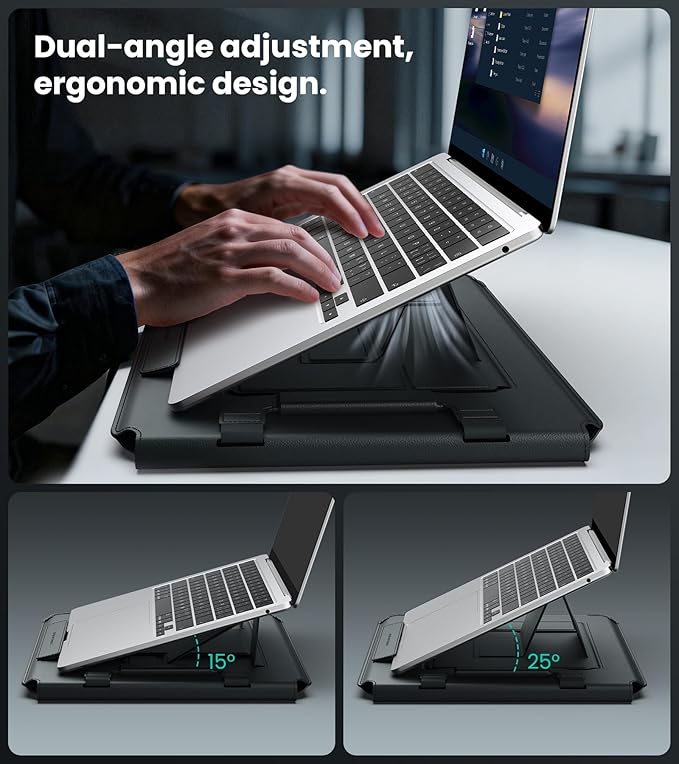 Nillkin 14 inch Laptop Sleeve with Handle (4-in-1), 2 Stand Modes, Slim Laptop Case with Adjustable Stand & Mouse Pad, MacBook Air 13 inch Case for Samsung/Surface/HP/Chromebook/Dell 12-14‘’, Black