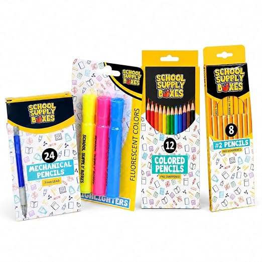 Ultimate High School and College Bundle | 1 Box | School Supply Boxes - Back to School Essentials | Includes Notebooks, Tab Dividers, Pencils, Highlighters, & More