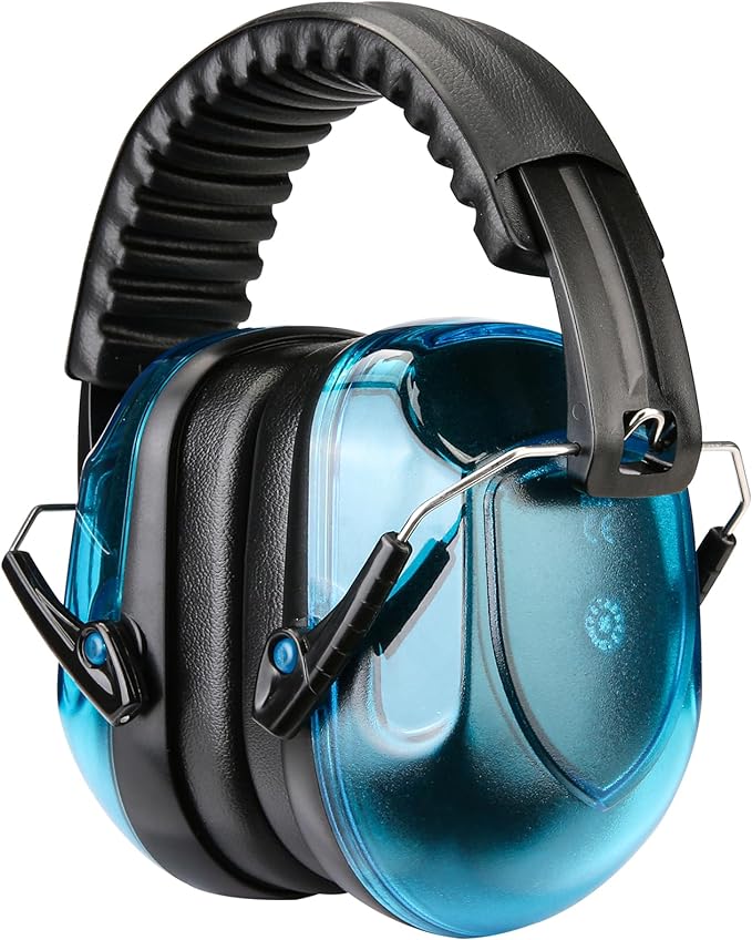 ProCase NRR 28dB Noise Reduction Ear Muffs, Foldable Adjustable Passive Noise Cancelling Headphones for Adults Kids Autism, Hearing Protection for Shooting, Construction, Mowing -Crystalblue