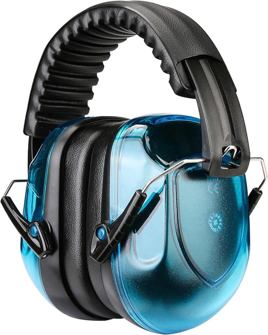 ProCase NRR 28dB Noise Reduction Ear Muffs, Foldable Adjustable Passive Noise Cancelling Headphones for Adults Kids Autism, Hearing Protection for Shooting, Construction, Mowing -Crystalblue