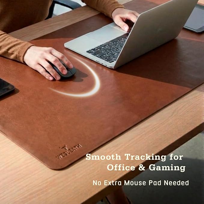 Premium Leather Desk Mat, Full Grain Leather Desk Pad Protector & Desk Blotter, Waterproof Non-Slip Writing Surface for Keyboard, Mouse & Laptop, Desk Pad for Home & Office (Tobacco, Large)
