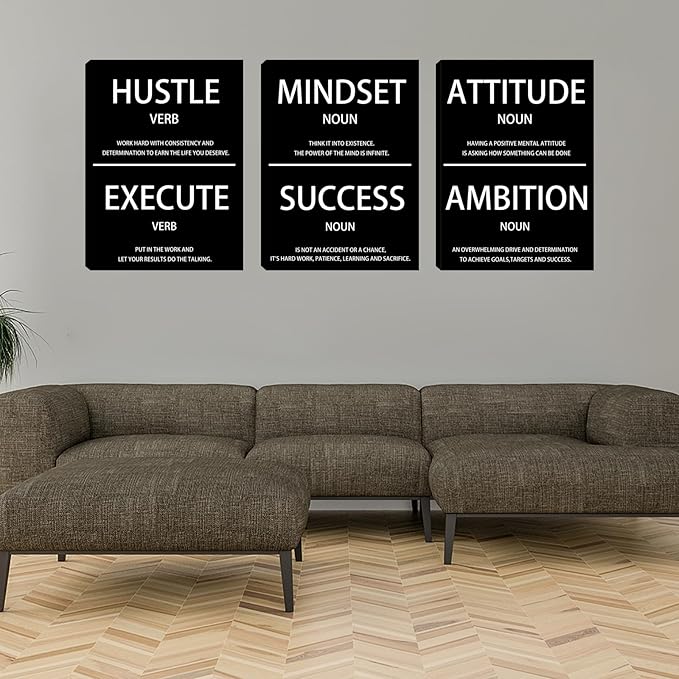 Halioyo 3 Pieces Motivational Wall Decor - 12 x 16 Inspirational Wall Art for Bedroom Living Room Motivational Posters Mindset Canvas Painting Picture Home Decoration Office Decor