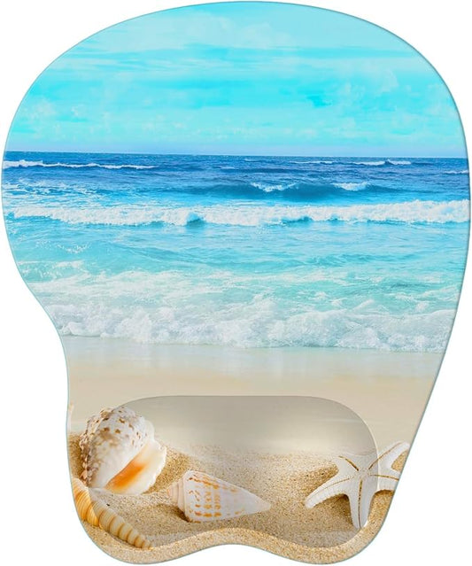 Upgrade Ergonomic Mouse Pad,Non Slip Mousepad Wrist Rest Support for Office, Computer, Laptop & Mac(B-Blue Sea Beach)