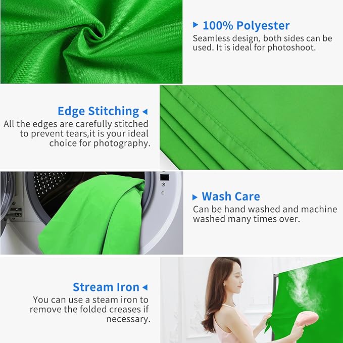 HEMMOTOP Green Screen Backdrop, 10 x 20 ft Chromakey Greenscreen Background, Large Seamless Green Backdrop Background Cloth, for Photography, Zoom, Live Streaming (Backdrop only)