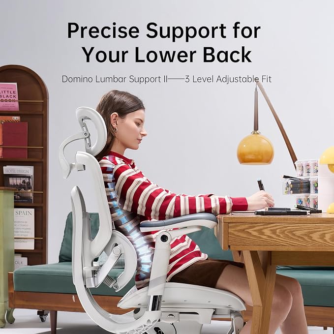 SIHOO Doro C300 Pro V2 Ergonomic Office Chair Without Footrest, Full-Body Adaptive Support, 8D Armrests & Breathable Mesh, Comfy High Back Computer Desk Chair for Long Hours, 135° Recline (White)