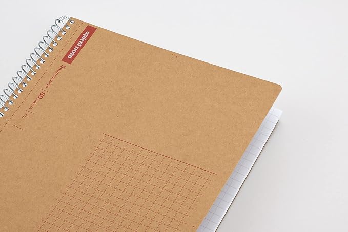 Maruman Spiral Note Basic Dot Grid Notebook- A5, 5.83" x 8.27", 80 Sheets / 160 Pages, 5mm Dotted Journal, Perforated Pages & Wire-Bound to Lay Flat, Sturdy Kraft Cover, Made in Japan