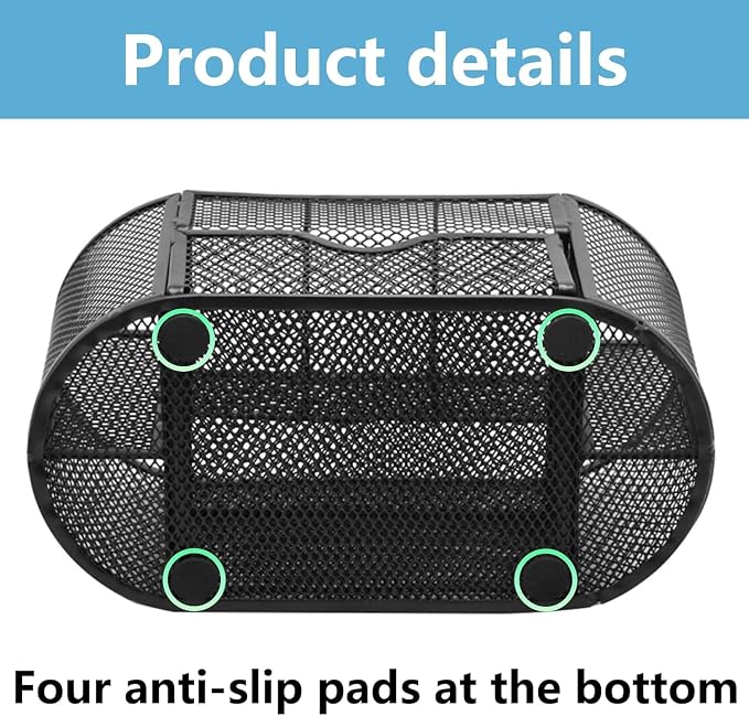 Mesh Desk Organizer, Basics Pen Holder and Desk Organizer with Compartments, Desk Accessories & Workspace Organizers for Office School Home Supplies Teacher Students