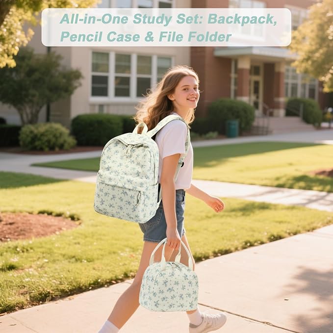 BTOOP School Backpacks for Teen Girls Bookbags Lightweight Kids Backpack School Bags Set with Lunch Box Pencil Case