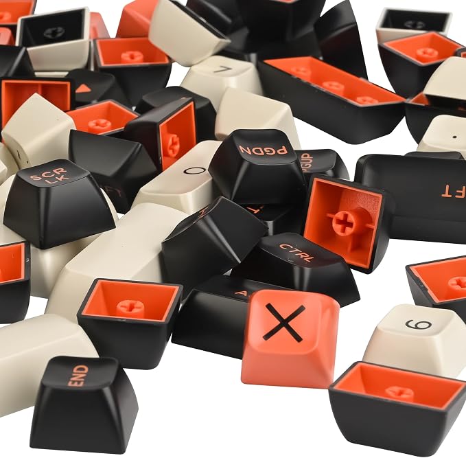 Guffercty kred 150 Keys ASA Keycap PBT Double-Shot Custom Keycaps Set with 6.25u and Split Spacebar for ANSI & ISO Layout MX Switches Mechanical Keyboard (ASA-Carbon)