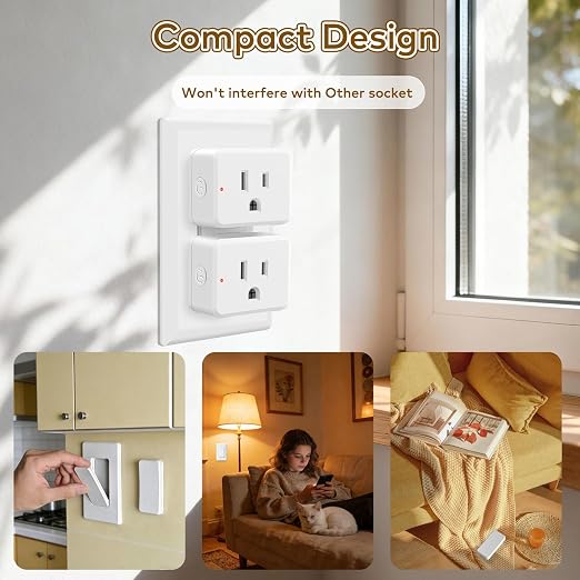 NineLeaf Slim WiFi Smart Plug w Switch, Remote App Control, 15A/1500W, Compatible with Alexa/Google Home via Tuya, Compact Design Control Anywhere,Timer/Schedule, TUV FCC, 2.4G Only(2Remotes 2Outlets)